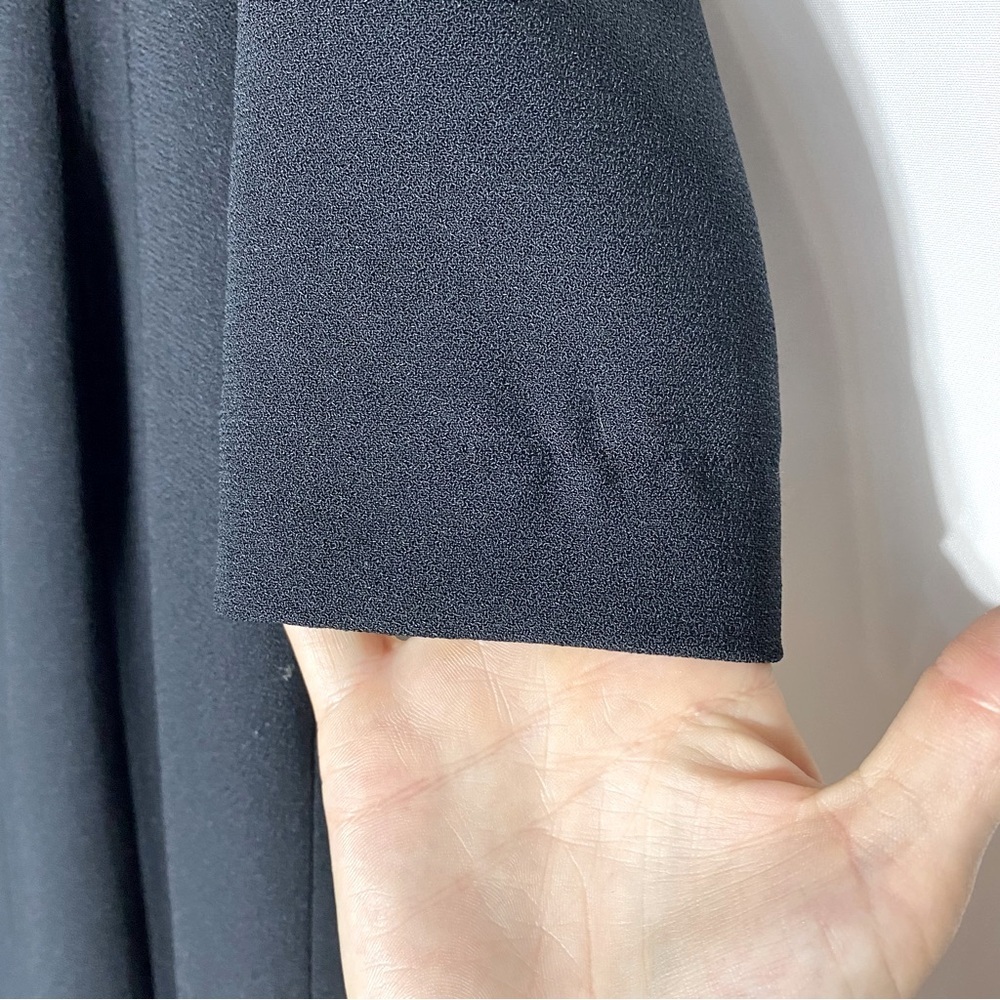 Vintage Simon Chang Black Long Sleeve Midi Dress With Slit And beaded Trim 8 - Picture 5 of 16